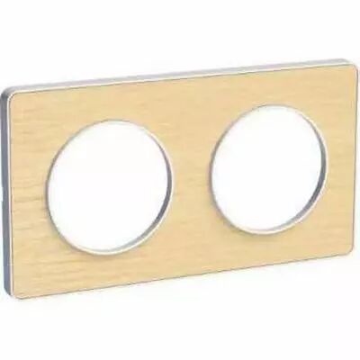 Odace touch, plaque bois nordique liser� blanc 2 postes horiz./vert. 71 mm