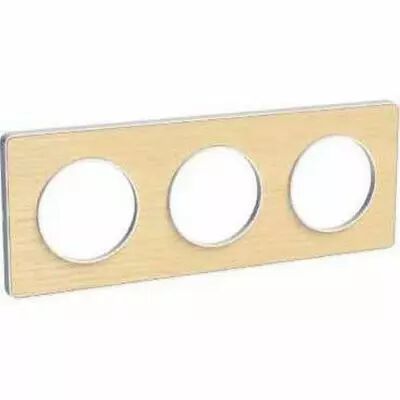 Odace touch, plaque bois nordique liser� blanc 3 postes horiz./vert. 71 mm