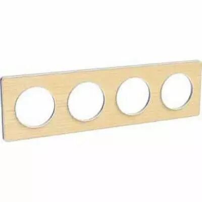 Odace touch, plaque bois nordique liser� blanc 4 postes horiz./vert. 71 mm