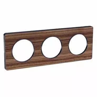 Odace Touch, plaque Bois Zeb avec liser� Anth 3 postes horiz/vert entraxe 71mm (S540806P4)