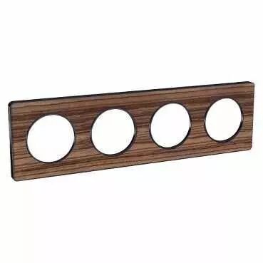 Odace Touch, plaque Bois Zeb avec liser� Anth 4 postes horiz/vert entraxe 71mm (S540808P4)