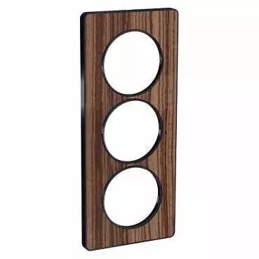 Odace Touch, plaque Bois Zebrano avec liser� Anth. 3 postes Verti. entraxe 57mm (S540816P4)
