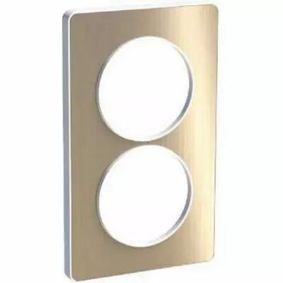 Odace touch, plaque bronze bross� avec liser� blanc 2 postes verticaux 57 mm