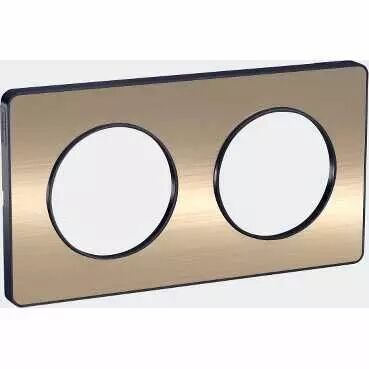 Odace Touch, plaque Bronze bross� liser� Anthracite 2 postes horiz./vert. 71mm (S540804L)
