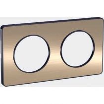 Odace Touch, plaque Bronze brossé liseré Anthracite 2 postes horiz./vert. 71mm (S540804L)