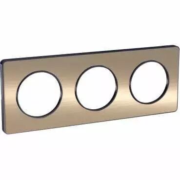Odace Touch, plaque Bronze bross� liser� Anthracite 3 postes horiz./vert. 71mm (S540806L)