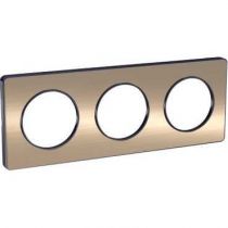 Odace Touch, plaque Bronze brossé liseré Anthracite 3 postes horiz./vert. 71mm (S540806L)