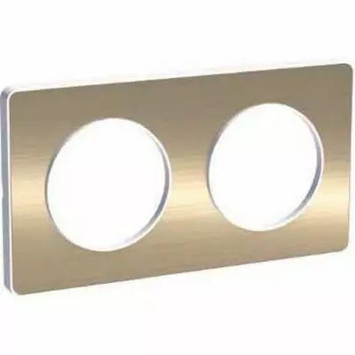 Odace touch, plaque bronze bross� liser� blanc 2 postes horiz./vert. 71 mm