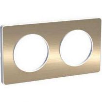 Odace touch, plaque bronze brossé liseré blanc 2 postes horiz./vert. 71 mm