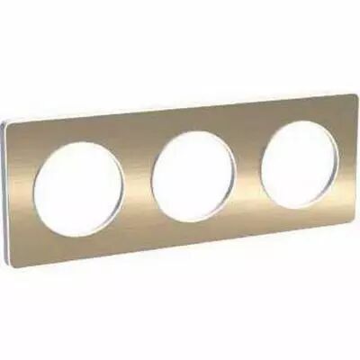 Odace touch, plaque bronze bross� liser� blanc 3 postes horiz./vert. 71 mm