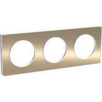 Odace touch, plaque bronze brossé liseré blanc 3 postes horiz./vert. 71 mm