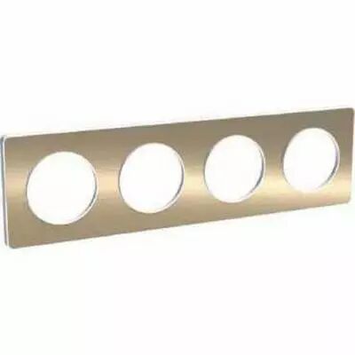 Odace touch, plaque bronze bross� liser� blanc 4 postes horiz./vert. 71 mm
