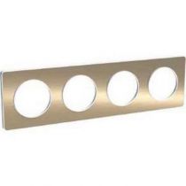 Odace touch, plaque bronze brossé liseré blanc 4 postes horiz./vert. 71 mm