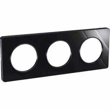 Odace Touch, plaque Miroir brillant fum� avec liser� Anth. 3postes entraxe 71mm (S540806K1)