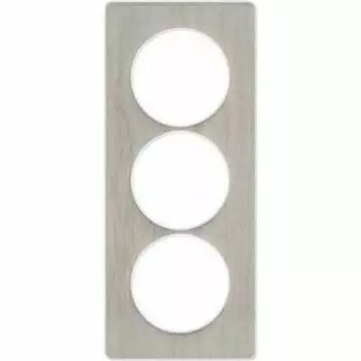 Odace touch, plaque noyer avec liser� blanc  3 postes verticaux 57 mm