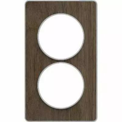 Odace touch, plaque noyer gris flanelle avec liser� alu 2 postes entraxe 57 mm