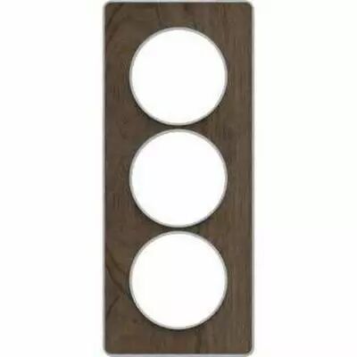Odace touch, plaque noyer gris flanelle avec liser� alu 3 postes entraxe 57 mm