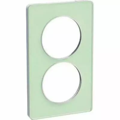 Odace touch, plaque translucide verre 2 postes verticaux entraxe 57 mm