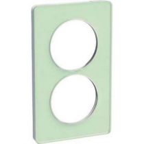 Odace touch, plaque translucide verre 2 postes verticaux entraxe 57 mm