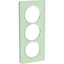 Odace touch, plaque translucide verre 3 postes verticaux entraxe 57 mm