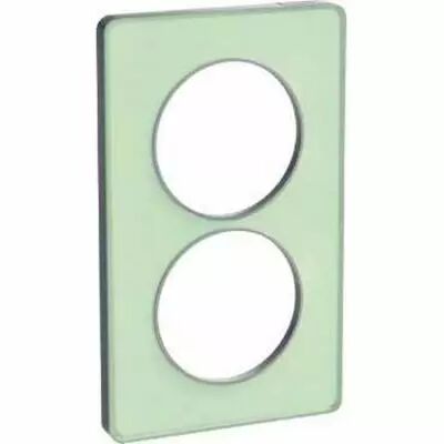 Odace touch, plaque translucide verre avec liser� alu 2 postes horiz. 57 mm