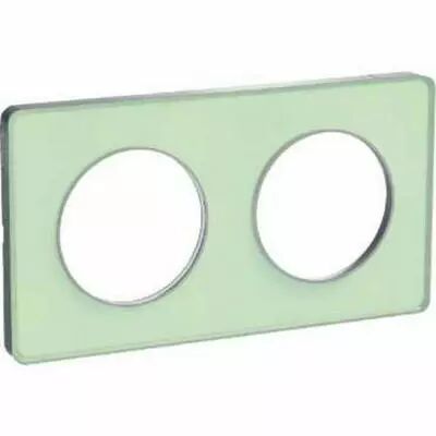 Odace touch, plaque translucide verre avec liser� alu 2 postes horiz./vert. 71mm