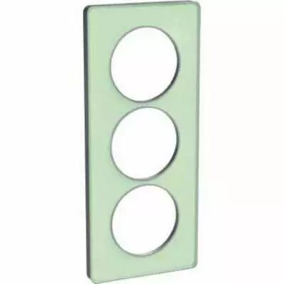 Odace touch, plaque translucide verre avec liser� alu 3 postes horiz. 57 mm