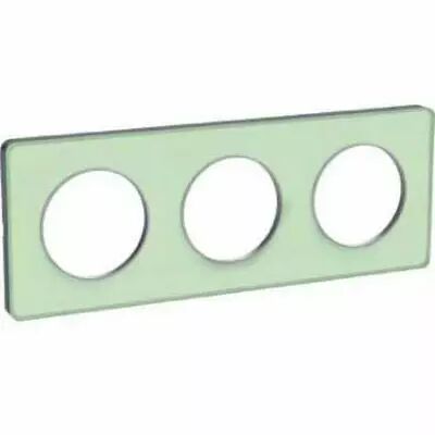Odace touch, plaque translucide verre avec liser� alu 3 postes horiz./vert. 71mm