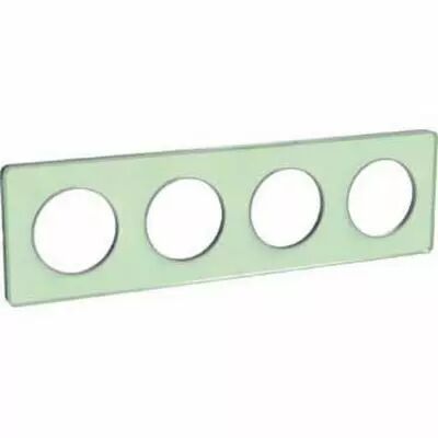 Odace touch, plaque translucide verre avec liser� alu 4 postes horiz./vert. 71mm