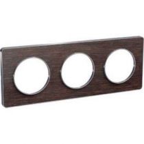 Odace touch, plaque wenge avec liseré alu 3 postes horiz. ou vert. entraxe 71 mm