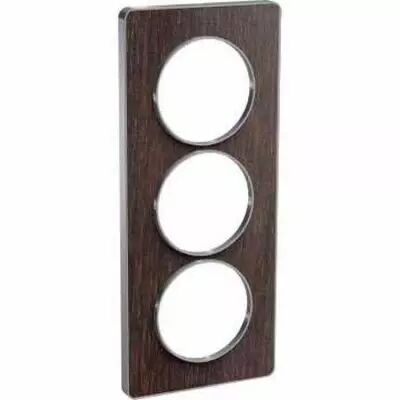 Odace touch, plaque wenge avec liser� alu 3 postes verticaux entraxe 57 mm