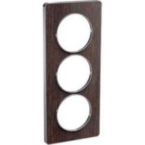 Odace touch, plaque wenge avec liseré alu 3 postes verticaux entraxe 57 mm