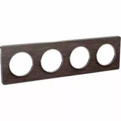 Odace touch, plaque wenge avec liser� alu 4 postes horiz. ou vert. entraxe 71 mm