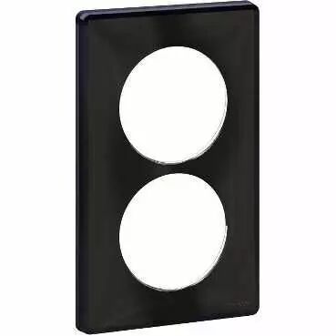 Odace You Noir, plaque de finition support Anthracite 2 postes entraxe 57mm (S540914Z)