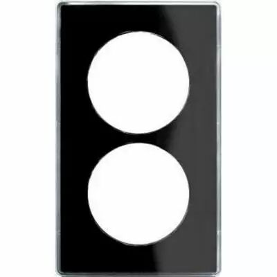 Odace you noir, plaque de finition support blanc 2 postes entraxe 57 mm