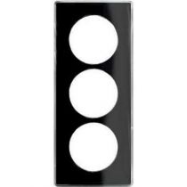 Odace you noir, plaque de finition support blanc 3 postes entraxe 57 mm