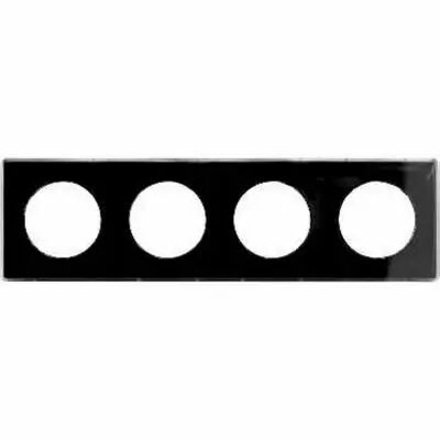 Odace you noir, plaque de finition support blanc 4 postes entraxe 71 mm