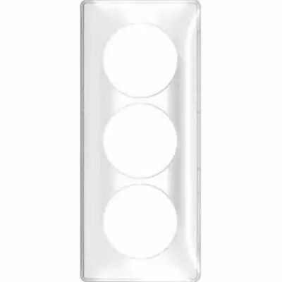Odace you transparent, plaque de finition support blanc 3 postes entraxe 57 mm