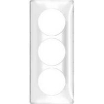 Odace you transparent, plaque de finition support blanc 3 postes entraxe 57 mm