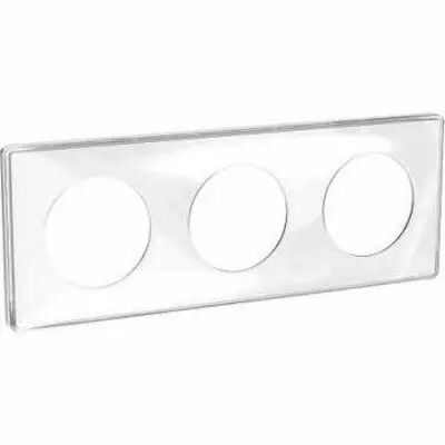 Odace you transparent, plaque de finition support blanc 3 postes entraxe 71 mm