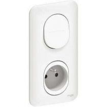 Ovalis va et vient + prise de courant 2P+T en 2 postes vertical 71mm avec plaque