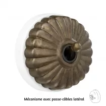 Permutateur Dimbler en porcelaine blanche avec d&ocirc;me charlotte bronze ancien et manette laiton vieilli, avec pasage de c&acirc;bles (61