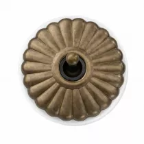 Permutateur Dimbler en porcelaine blanche avec d&ocirc;me charlotte bronze ancien et manette laiton vieilli