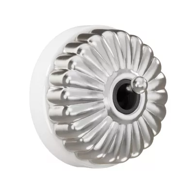 Permutateur Dimbler en porcelaine blanche avec d�me charlotte et manette chrom� brillante
