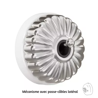 Permutateur Dimbler en porcelaine blanche avec d�me charlotte et manette chrom� brillante porcelaine blanche, avec passe-c�ble