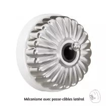 Permutateur Dimbler en porcelaine blanche avec d&ocirc;me charlotte et manette chrom&eacute; brillante porcelaine blanche, avec passe-c&acirc;ble