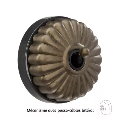 Permutateur Dimbler en porcelaine noire avec d�me charlotte bronze ancien et manette laiton vieilli porcelaine noire, avec passe