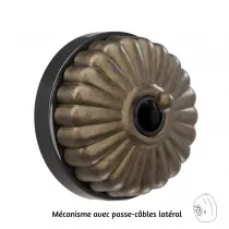 Permutateur Dimbler en porcelaine noire avec d&ocirc;me charlotte bronze ancien et manette laiton vieilli porcelaine noire, avec passe