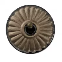 Permutateur Dimbler en porcelaine noire avec d&ocirc;me charlotte bronze ancien et manette laiton vieilli porcelaine noire, avec passe