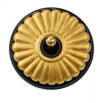 Permutateur Dimbler en porcelaine noire avec d&ocirc;me charlotte dor&eacute;e satin&eacute;e et manette dor&eacute;e brillante, avec passe cable (60310474